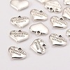 Wedding Theme Antique Silver Tone Tibetan Style Heart with Father of the Groom Rhinestone Charms TIBEP-N005-13D-2