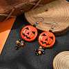 Halloween Pumpkin Alloy Resin Pendants Dangle Earrings EJEW-JE06103-2