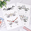 Olycraft 5 Sheets 5 Style Self Adhesive Resin Rhinestone Face Gems Stickers AJEW-OC0003-76-5