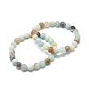 Natural Amazonite Bead Stretch Bracelets BJEW-K212-B-007-1