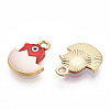 Printed Light Gold Tone Alloy Pendants ENAM-N056-204C-1