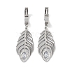 Feather 304 Stainless Steel Polymer Clay Rhinestone Dangle Earrings EJEW-L283-005P-1