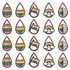 40Pcs 5 Styles Rainbow Printed Aspen Wood Big Pendants WOOD-CJ0001-69-1