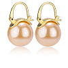 Pearl Earrings Gray Round Ball Hoop Dangle Earrings Stud Elegant Shell Pearl Drop Stud Imitation Freshwater Cultured Pearls Earrings Brass Charms Jewelry Gift for Women JE1096B-1