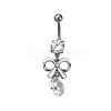 Alloy Pave Cubic Zirconia Bowknot Curved Barbell Dangle Belly Rings FS-WG3E776-04-1-1