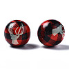 Painted Natural Wood European Beads LS-WOOD-S057-036A-4