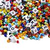 100Pcs Cube with Letter Opaque Acrylic Beads DIY-YW0002-45-3