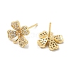 Brass with Clear Cubic Zirconia Stud Earrings EJEW-B035-16KCG-2