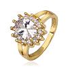 Real 18K Gold Plated Tin Alloy Cubic Zirconia Flat Round Finger Rings For Women RJEW-BB14326-7G-1