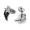 Star Wing 316 Surgical Stainless Steel Pave Clear Cubic Zirconia Stud Earrings for Women Men EJEW-Z050-01A-AS-2