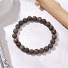 Natural Bronzite Round Beaded Stretch Bracelets for Women Men BJEW-JB11425-1