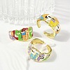 Mask Brass Enamel Cuff Rings RJEW-L113-039G-3