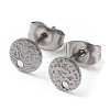 Non-Tarnish 201 Stainless Steel Flat Round Stud Earring Findings STAS-K259-18A-P-1