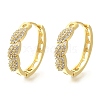 Brass Clear Cubic Zirconia Hoop Earrings EJEW-M047-21G-4