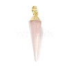 Natural Rose Quartz Pointed Pendants G-P487-02G-2