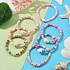 7Pcs 7 Colors Handmade Plum Polymer Clay & Synthetic Turquoise Beads Stretch Bracelets for Women BJEW-JB11538-1