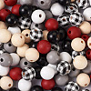 Painted Natural Wood Beads WOOD-YS0001-01-3