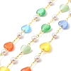 Colorful Cat Eye Heart & Plastic Pearl Beaded Chain CHC-G017-10G-1-1