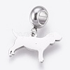 304 Stainless Steel Puppy European Dangle Charms STAS-O097-18P-2