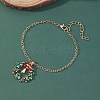 Christmas Wreath & Bell Alloy Rhinestone Pendant Necklaces & Dangle Earrings & Charm Bracelets & Brooch Sets WG06691-09-3