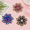 FIBLOOM 3Pcs 3 Colors Rhinestone Flower Brooch Pin JEWB-FI0001-01-7