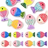 8Pcs 8 Colors Painted Glass Beads LAMP-YW0004-07-1