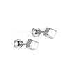 Anti-Tarnish Cube Rhodium Plated 999 Sterling Silver Cartilage Earrings for Women EJEW-S215-25P-01-1