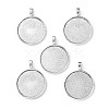 Tibetan Style Alloy Flat Round Pendant Cabochon Settings X-TIBEP-M022-15AS-1