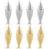 8Pcs 2 Colors Rack Plating Brass Micro Pave Clear Cubic Zirconia Pendants KK-BC0015-84-1
