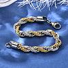 304 Stainless Steel Rope Chain Bracelets for Women BJEW-C091-03A-GP-2