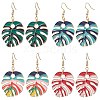 Leaf Alloy Enamel Dangle Earrings EJEW-JE06184-1