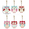 6Pcs DIY Diamond Painting Owl Keychain Kits PW-WG37898-01-5