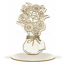 Wood Flower Bouquet Greeting Card AJEW-WH0441-009