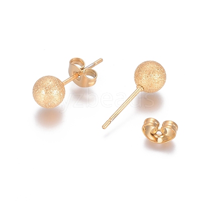 Ion Plating(IP) 304 Stainless Steel Stud Earrings EJEW-L215-58D-G-1