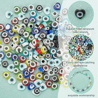 180Pcs 9 Colors Handmade Evil Eye Lampwork Beads Strands LAMP-FH0001-09-1