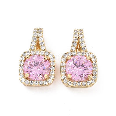 Brass Micro Pave Cubic Zirconia Pendants KK-E068-VC427-1