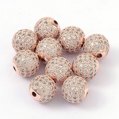 Brass Cubic Zirconia Beads ZIRC-D003-2R-1