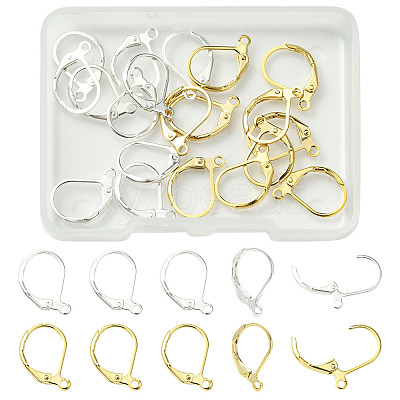 20Pcs 2 Colors Brass Leverback Earring Findings KK-FS0001-47-1