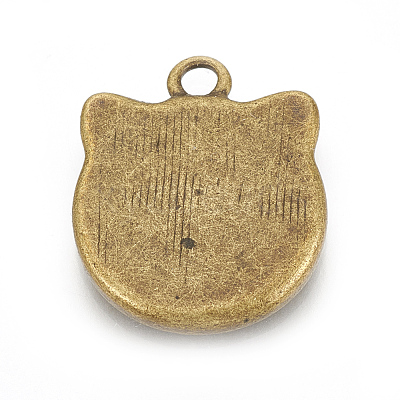 Tibetan Style Alloy Kitten Pendant Cabochon Settings TIBEP-R358-01AB-NR-1