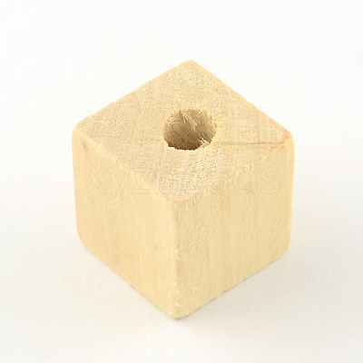 Cube Undyed Natural Wooden Beads WOOD-R249-084-1
