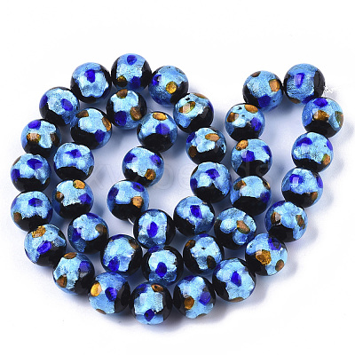 Handmade Silver Foil Lampwork Beads Strands FOIL-T003-002C-1