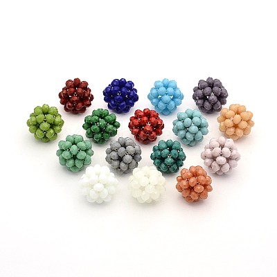 Imitation Jade Glass Round Woven Beads GLAA-A034-6mm-B-1