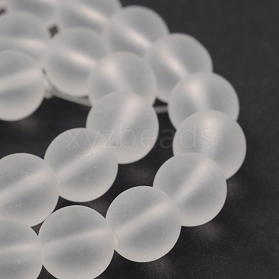 Frosted Glass Round Bead Strands GLAA-J064-8mm-01-1