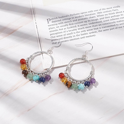 Natural & Synthetic Mixed Gemstone Chandelier Earrings EJEW-TA00105-1