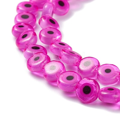 Handmade Evil Eye Lampwork Flat Round Bead Strands X-LAMP-L058-6mm-16-1