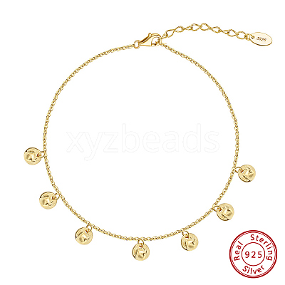 925 Sterling Silver Cable Chain Anklet AJEW-Z029-13G-1