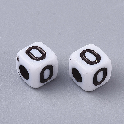 White Opaque Acrylic Beads MACR-R869-02O-1