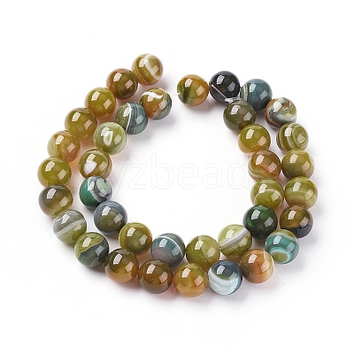 Natural Striped Agate/Banded Agate Beads Strands G-G582-6mm-44-1
