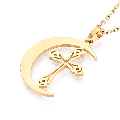 304 Stainless Steel Pendant Necklaces NJEW-T018-52G-1