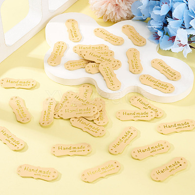 40Pcs PU Leather Craft Label Tags DIY-TADJ0001-22H-1